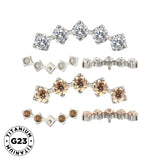 Puntas de Anillo de Titanio con Engaste de Circonia de 5 Garras