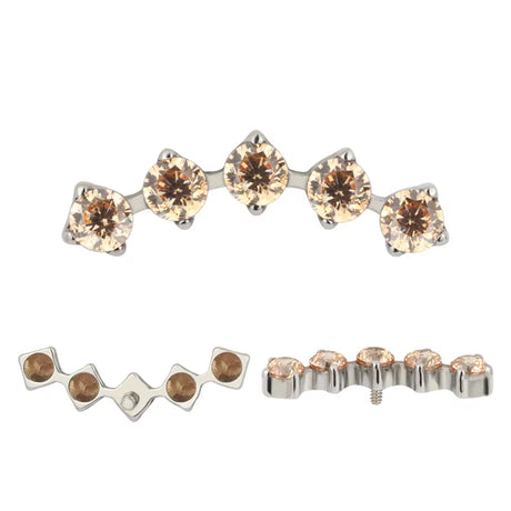 Puntas de Anillo de Titanio con Engaste de Circonia de 5 Garras