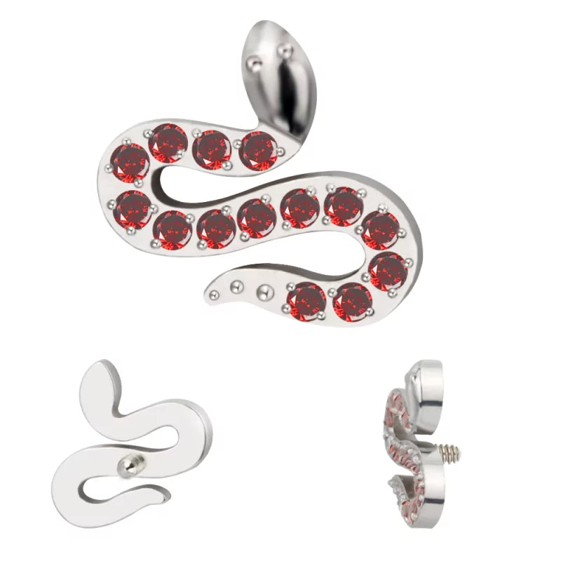 Puntas de Anillo de Titanio con Serpiente Empedrada