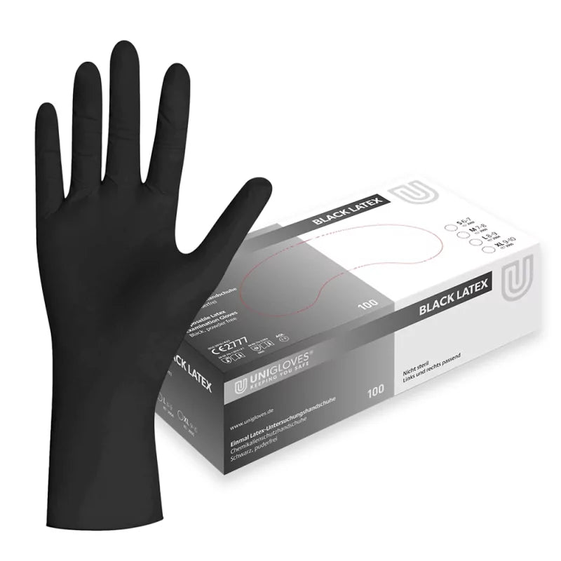 Unigloves Black Latex Gloves - BVShop