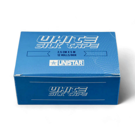 Unistar Silk Surgical Tape 2.5cm x 5m, soft and breathable medical tape for secure wound and dressing support.
