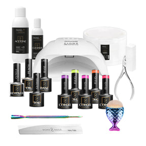 OCHO NAILS Hybrid Starter Kit 6 with nail gels, tools, and accessories for professional nail enhancements.